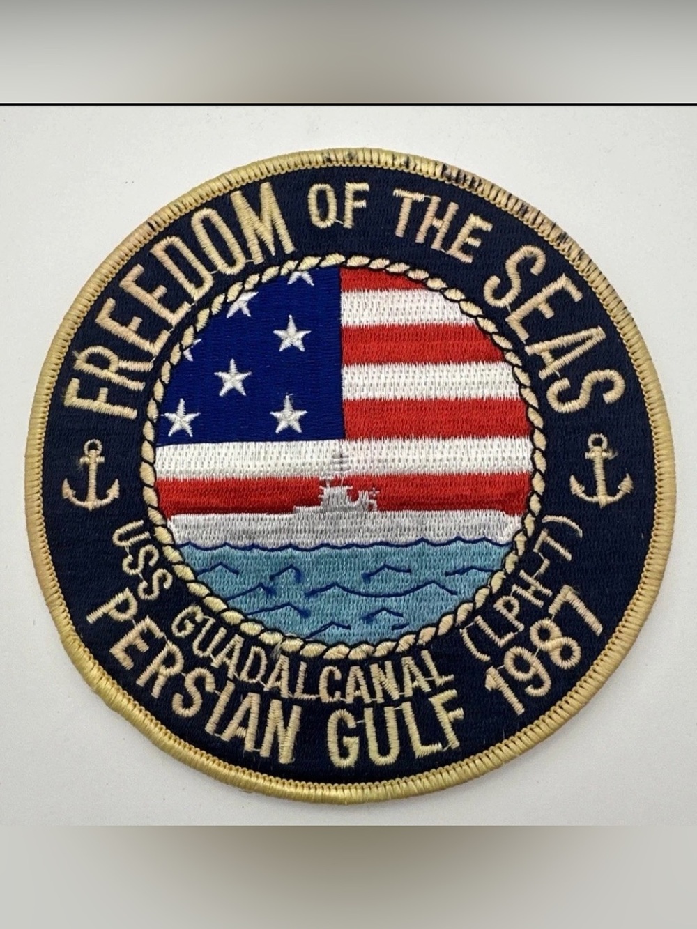 USS Guadalcanal LPH-7 Patch Persian Gulf 1987 Freedom of the Seas 5"